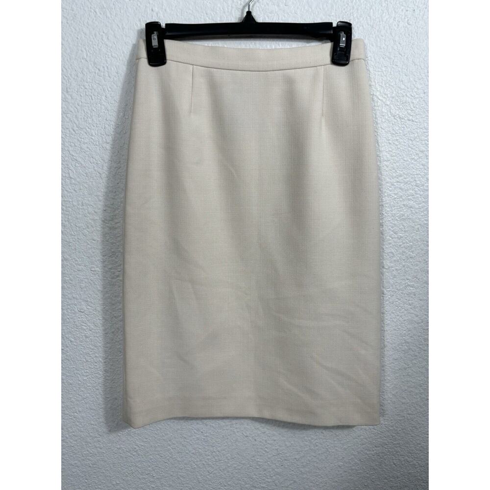 Tory Burch Pencil Skirt Womens Size 2 Ivory Cream Wool‎ Blend